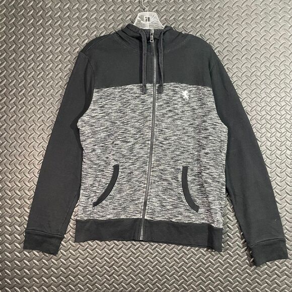 Express Other - Express Gray Black Full‎ Zip Up Casual Wear Hoodie Fleece Sweater Men's Size M